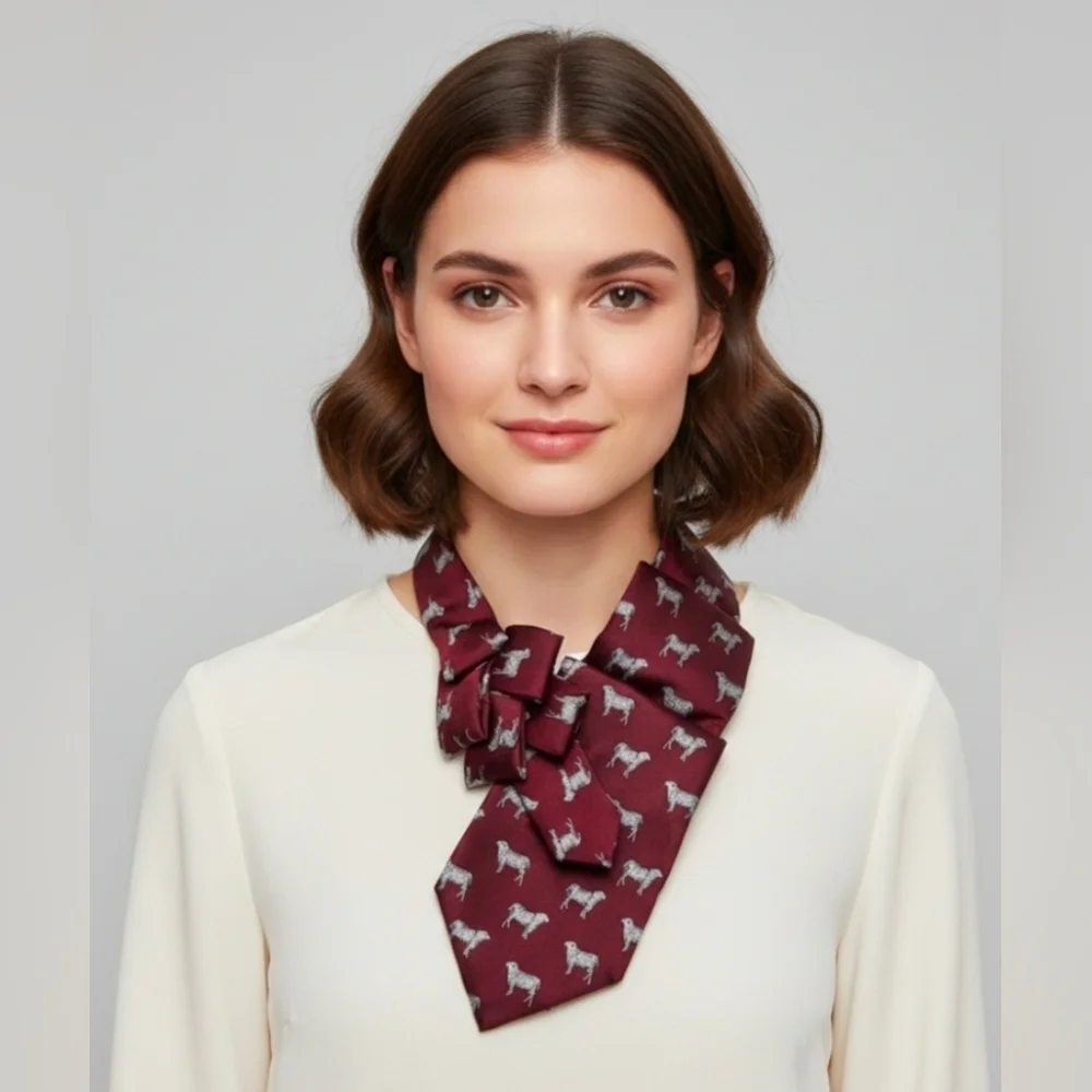 NWT Ogsplosh Unisex Ascot Scarf Wine Sheep Print Size Medium